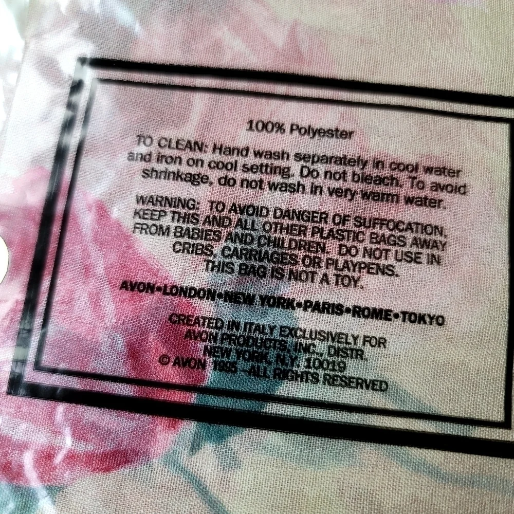 Vintage New Avon Floral Rose Chiffon Scarf 1995